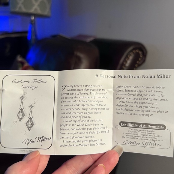 Nolan Miller Trillion Triangle Gold-tone Crystal Pierced Earrings - Picture 7 of 7